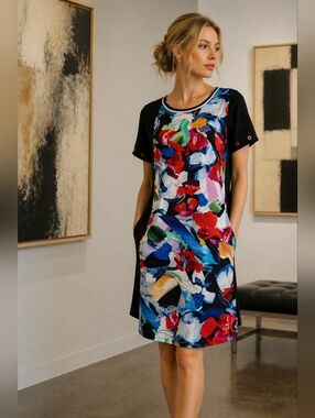 Simply Art Dolcezza Joy Entracte 3 Dress M Print Shift 23620